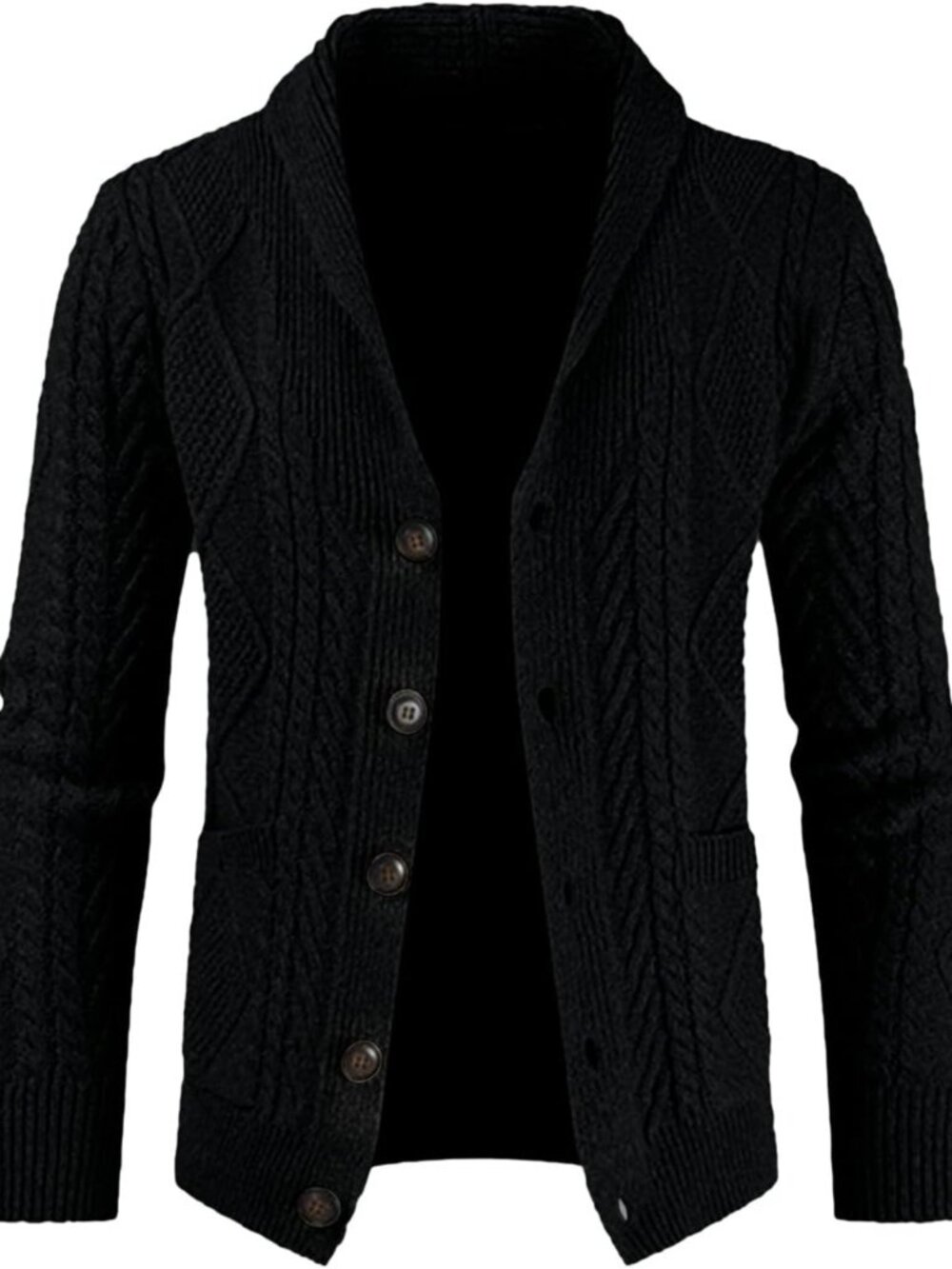 Cozy Men's Wool Blend Shawl Collar Cardigan Sweater | Button Front, Pockets